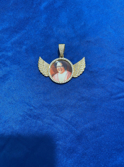 Icy Angel Wing Photo Pendant