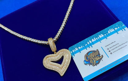 Iced mini heart X 4mm tennis chain bundle