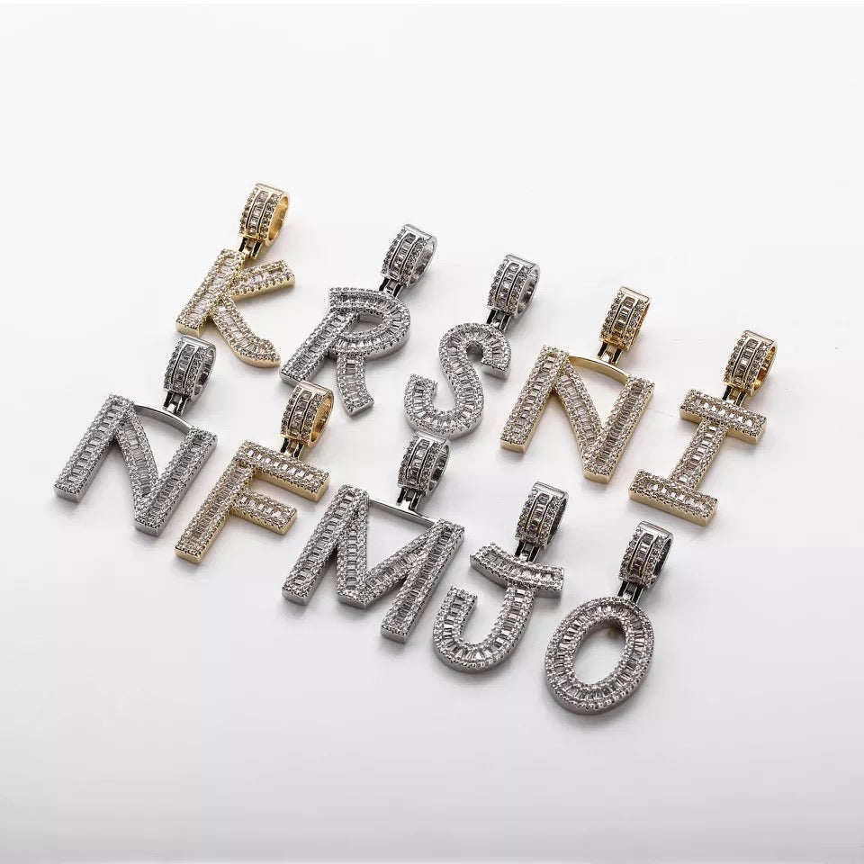 Iced out Baguette letter pendant-Certified Drip
