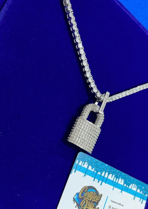 Icy lock pendant X 4mm tennis chain bundle