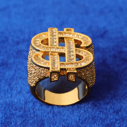 Iced Dollar Sign Ring