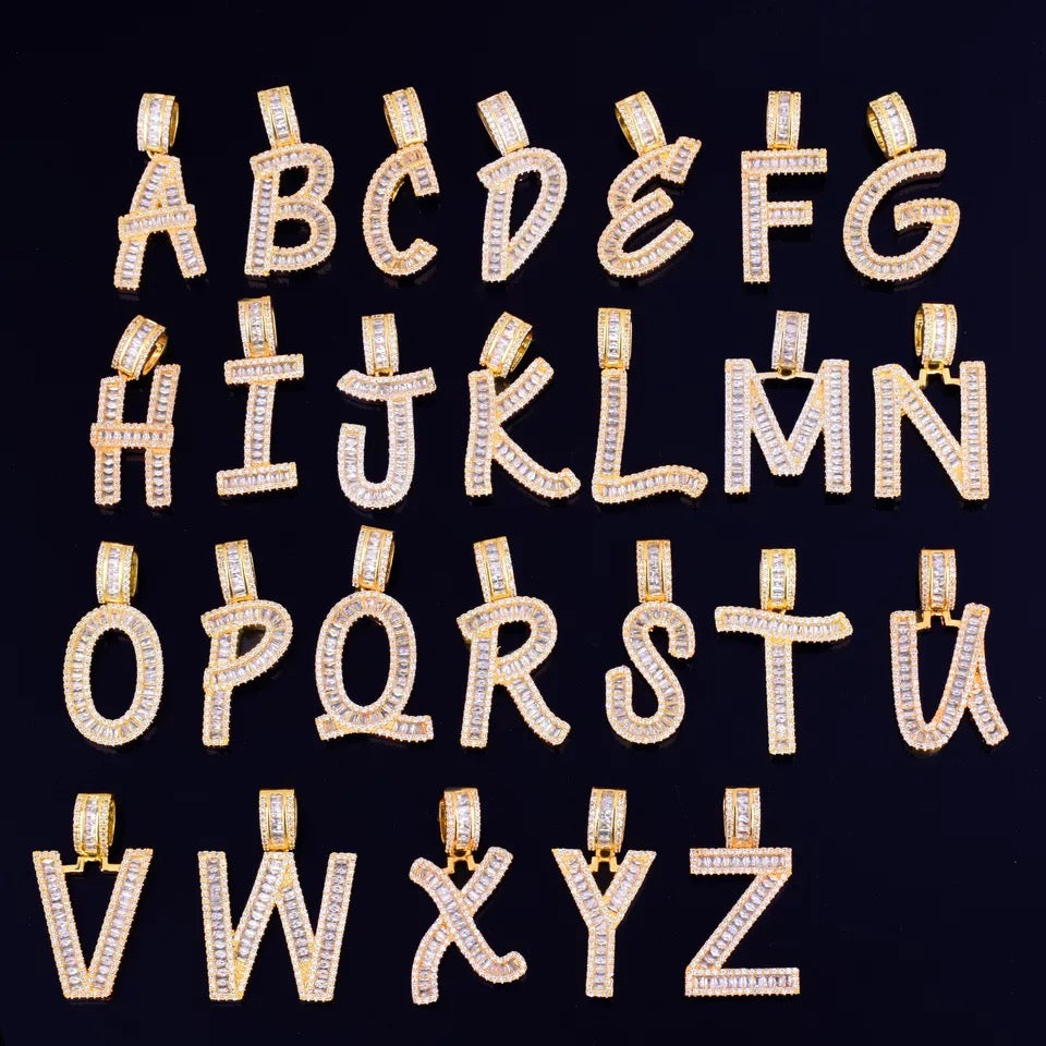 Icy Baguette Letter X Tennis Chain Bundle