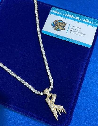 Icy Drip Letter X Tennis Chain Bundle